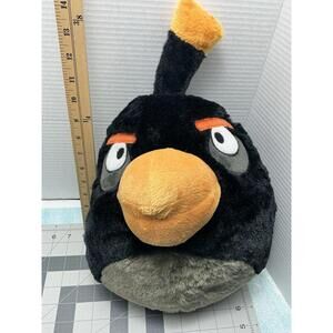 Angry Birds Rovio Plush Black Backpack Bag‎ Zipper Stuffed Animal 17"